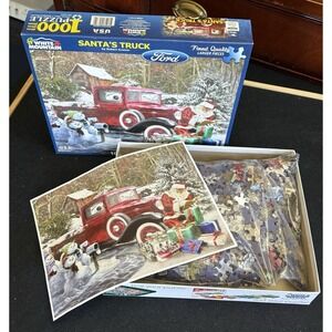 Santa's Truck FORD Red Pick-Up 1000 pc Christmas Puzzle Robert Kramer Licensed